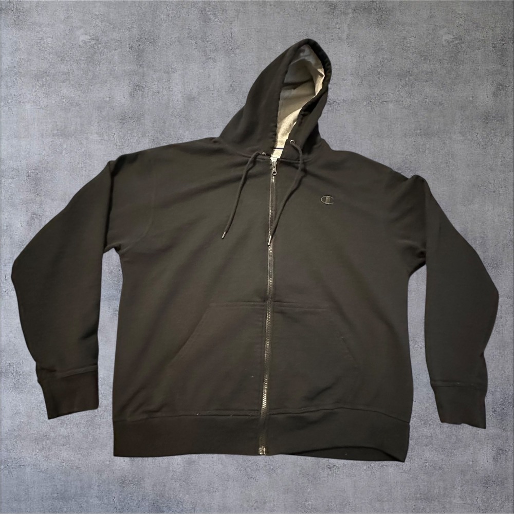Champion Mens XL Black Full Zip Hoodie Sweatshirt Authentic Athletic